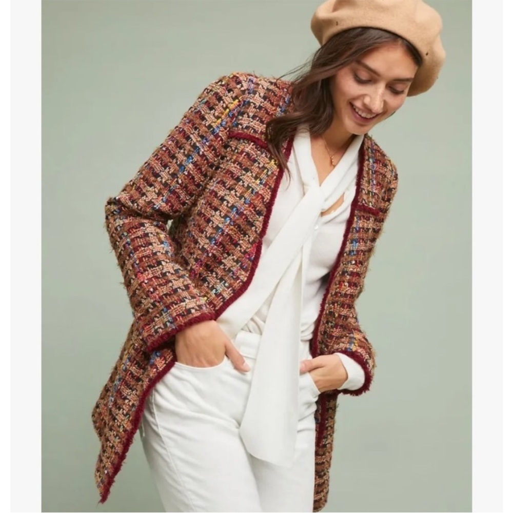 Anthropologie x Ett Twa • berwyn tweed jacket red sz S